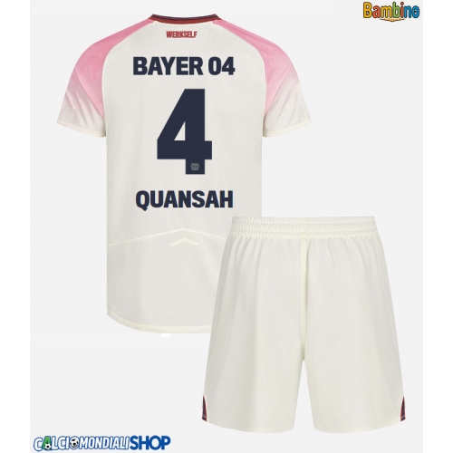 Maglie da calcio Bayer Leverkusen Jarell Quansah #4 Seconda Maglia Bambino 2025-26 Manica Corta + Pantaloni corti)